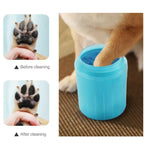 Ilustração do fornecedor de uma pata de cão em um copo azul, com fotos da pata antes e depois.